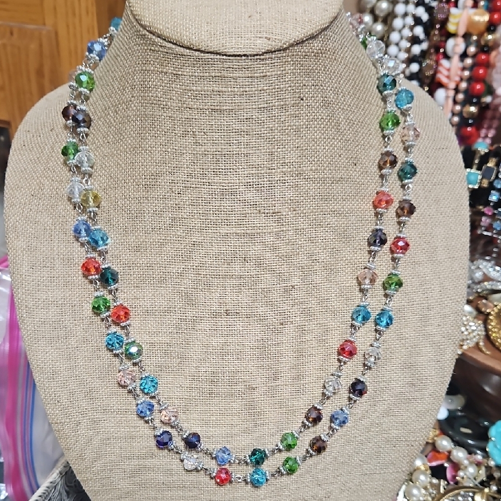 Vintage Premier Designs Multicolor Crystal Beaded Necklace